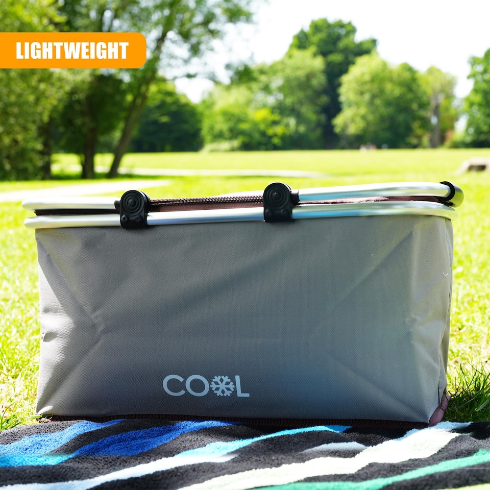 image 1 of GEEZY Insulated Cooler Bag and Folding Picnic Basket Grey 35L