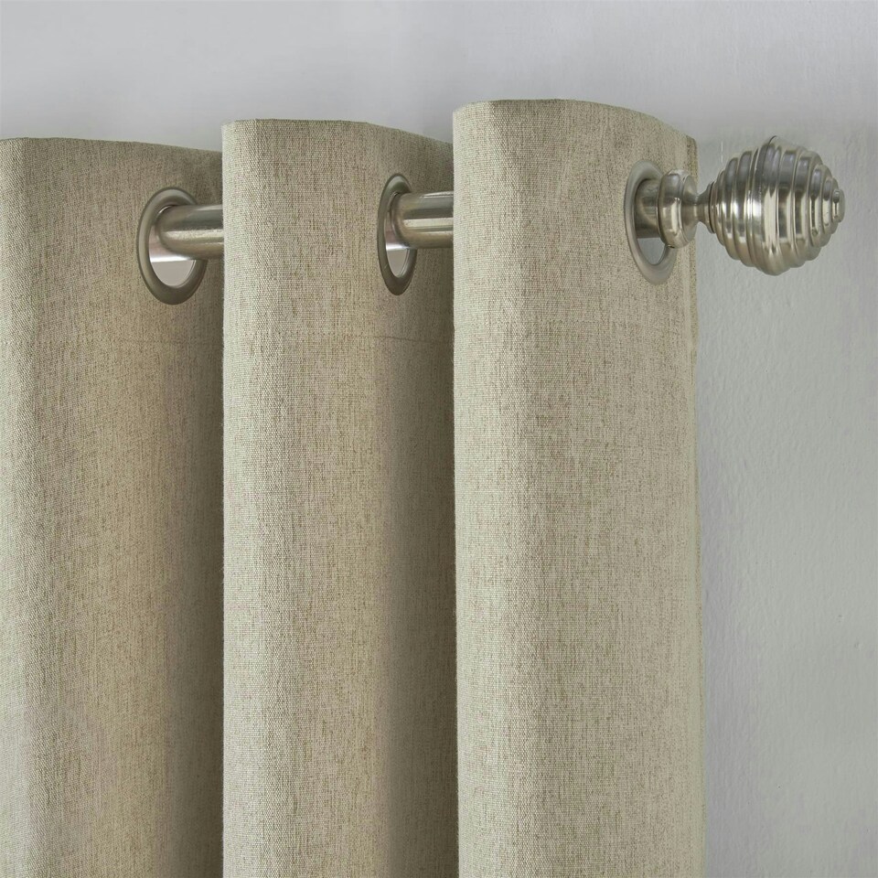 image 1 of Linen Look Blackout Ring Top Eyelet Curtains - 110cm x 183cm - Beige