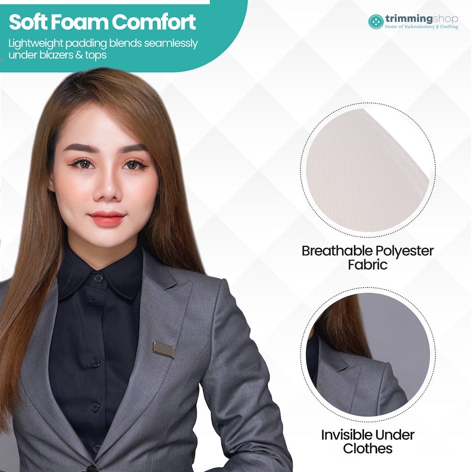 image 1 of White Anti-Slip Shoulder Pads Set-In Foam Design with Hook & Loop Fastening