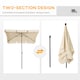image 4 of Outsunny 2 x 1.3m Garden Parasol Umbrella, Outdoor Market Table Umbrella with Ruffles  Aluminium Pole, Rectangular Tilting Parasol Sun Shade Canopy, Beige