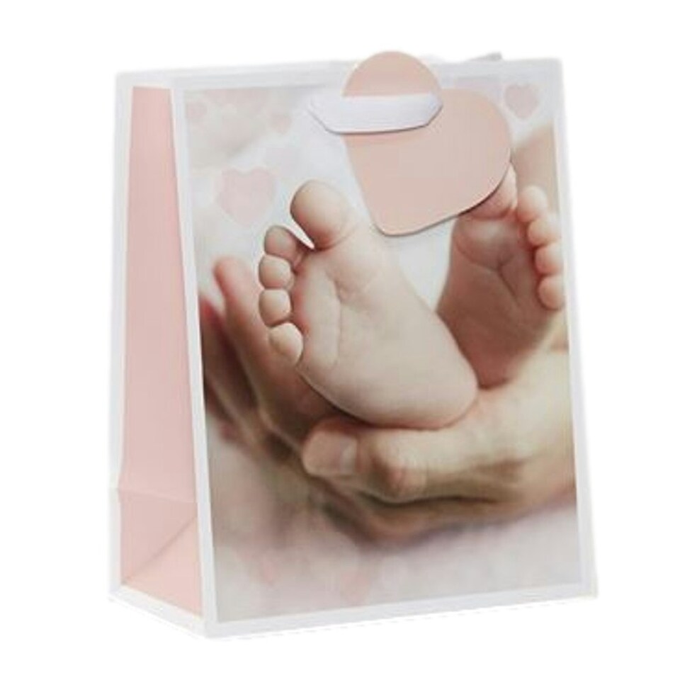 image 1 of Photographic Design New Born Girl Birth Gift Bag Medium Present