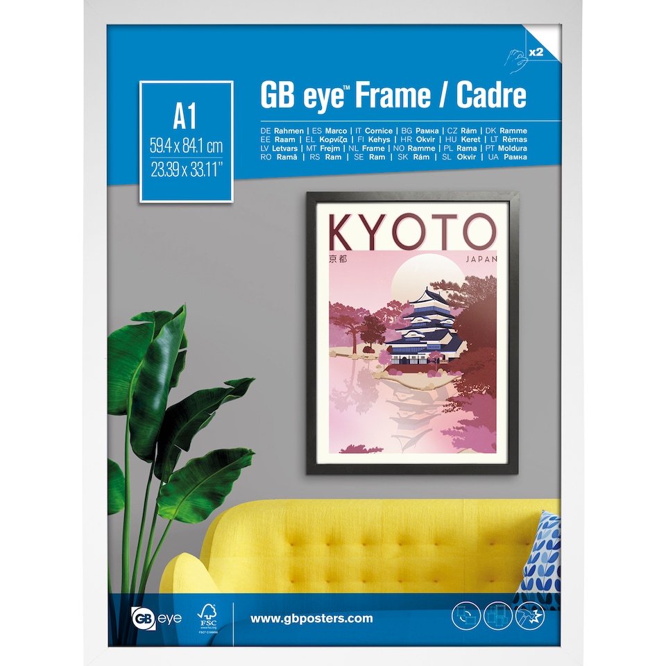 image 1 of GB Eye Contemporary Wooden White Picture Frame - A1 - 59.4 x 84.1cm