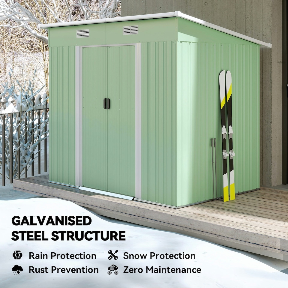 image 1 of Outsunny 7 x 4ft Outdoor Garden Storage Shed for Backyard Patio Light Green