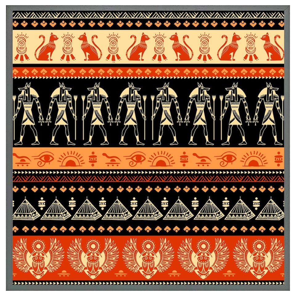 image 1 of Egyptian heiroglyphs in orange & black (Picture Frame) Black | M