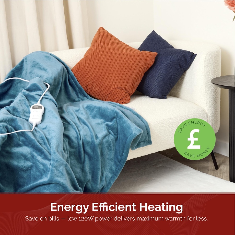 image 1 of Rediffusion Electric Blanket, CosySnug, Luxury, 160x120cm, Soft Flannel and Plush Teddy Fleece, Digital Remote, Energy-Efficient 120W, Machine Washable, Teal - RED160120TT