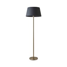 ValueLights Charlie Chrome Floor Lamp Grey Taper Shade