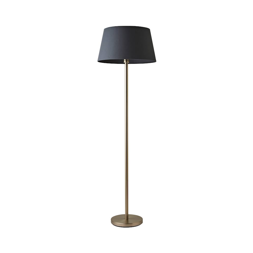 image 1 of ValueLights Charlie Chrome Floor Lamp Grey Taper Shade