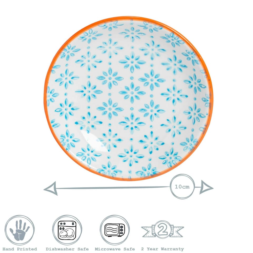 image 1 of Nicola Spring Hand-Printed Sauce Dishes - 10cm - Blue - Pack of 3 Blue