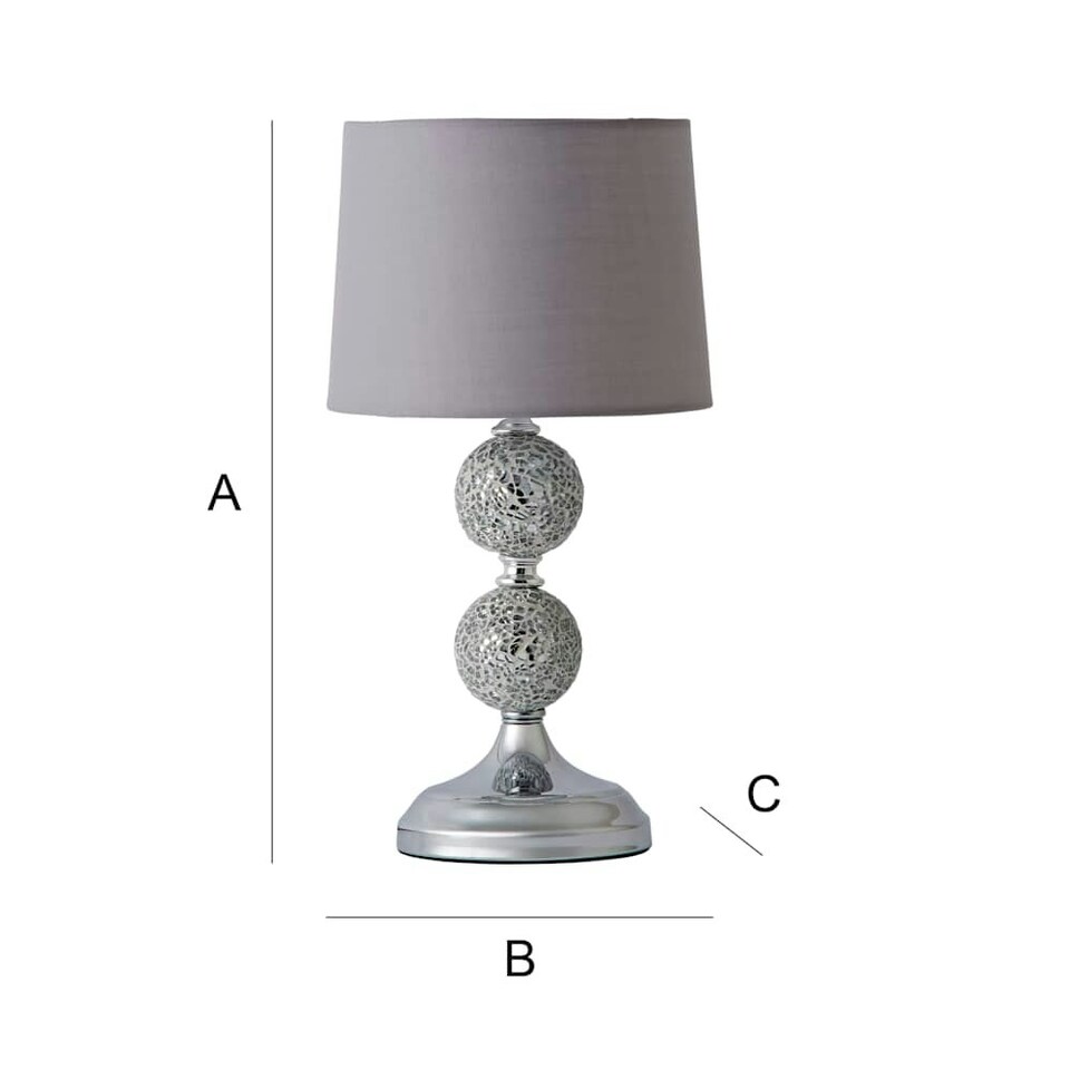 image 1 of ValueLights Modern Decorative Chrome And Mosaic Crackle Glass Table Lamp With Grey Shade