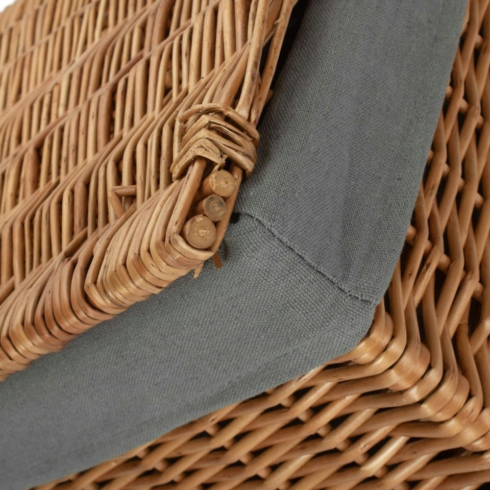 image 1 of Double Steamed Storage Hamper with Grey Sage Lining Brown | Brown | M