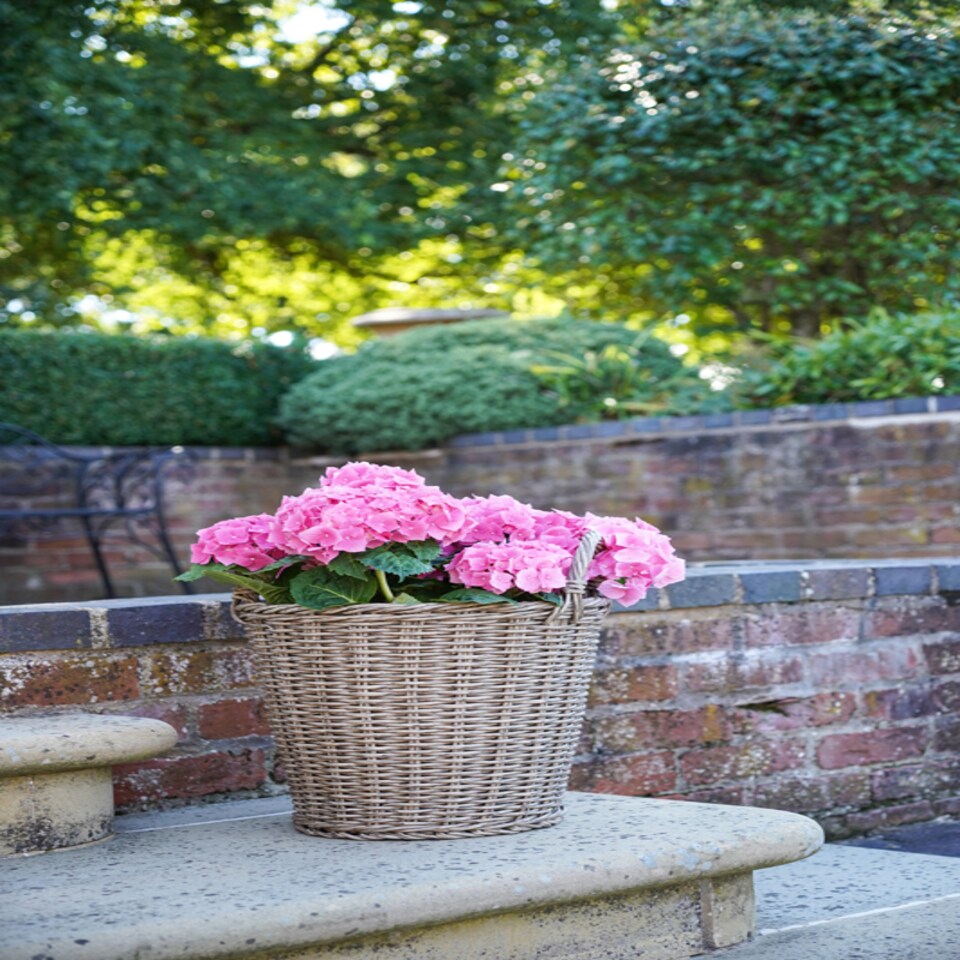 image 1 of Lined Planter - Polyrattan - L44 x W44 x H49 cm - Natural | Brown