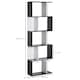image 5 of HOMCOM Bookcase, S-Shaped Wooden Bookshelf, 5 6 Tiers Freestanding Storage Shelf, Home Office Decorative Display Stand Rack, Black and White, 24D x 60W x 184.5H