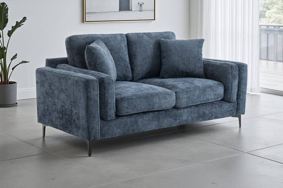 image 1 of Woven Chenille Blue 2 Seater Sofa MARGHERA