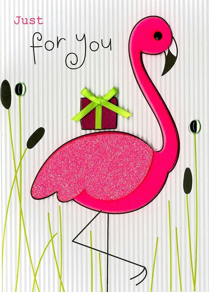 image 1 of Pink Flamingo Birthday Embellished Hand-Finished Colour Mania Cards
