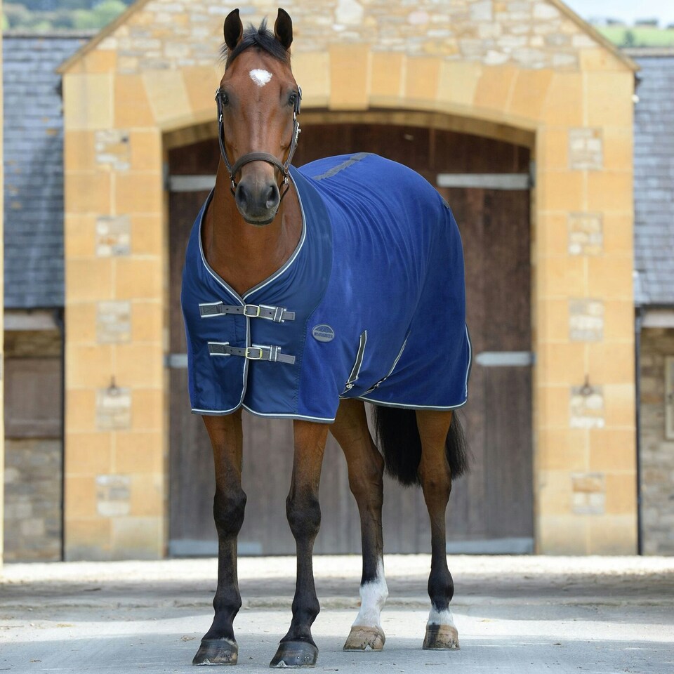 image 1 of Weatherbeeta Standard-Neck Fleece Horse Cooler Rug - Dark Blue/Grey/White - 4´