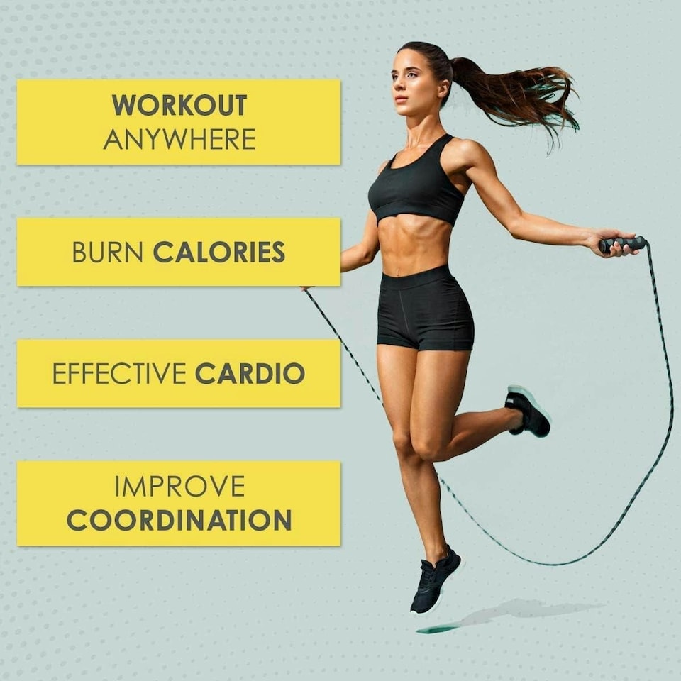 image 1 of UBUNG Skipping Rope Fitness Jump Rope with Tangle Free  Adjustable Length with Foam Handle Red 3m