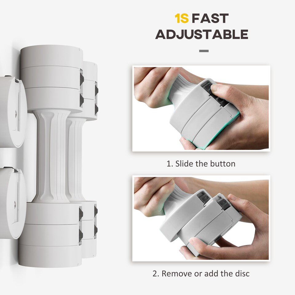 image 1 of SPORTNOW Adjustable Dumbbells Set, Fast Adjust and Compact, 2.5kg x 2