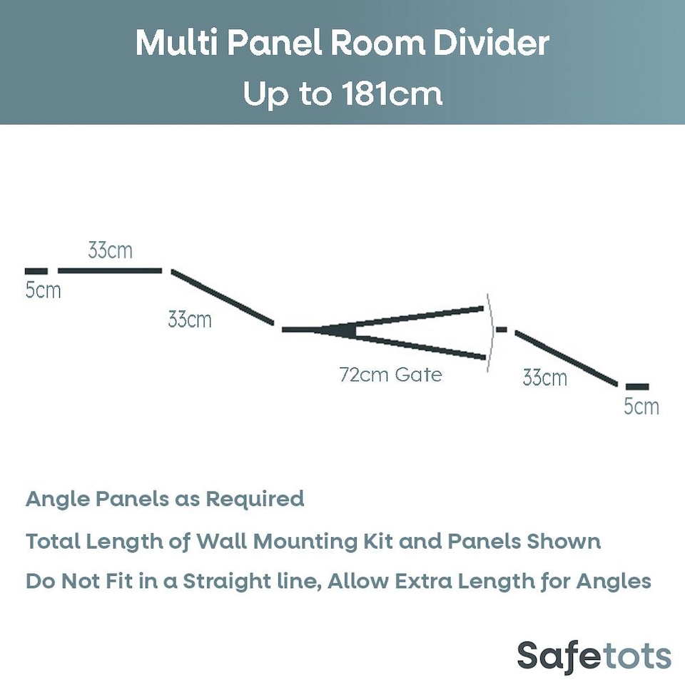 image 1 of Safetots Premium Multi Panel Room Divider, up to 181cm Wide, Grey, 70cm Tall, Flexible Barrier with Door for Baby and Toddler | Grey