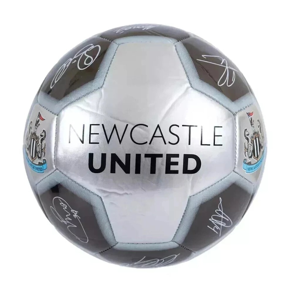 image 1 of Newcastle United FC Metallic Signature Football Size 1 Silver | Black