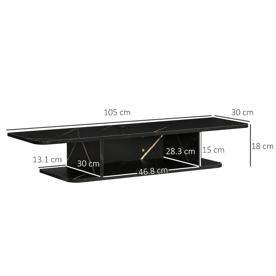 image 1 of HOMCOM Wall Mounted TV  Stand Entertainment Unit with Storage Shelf, Black