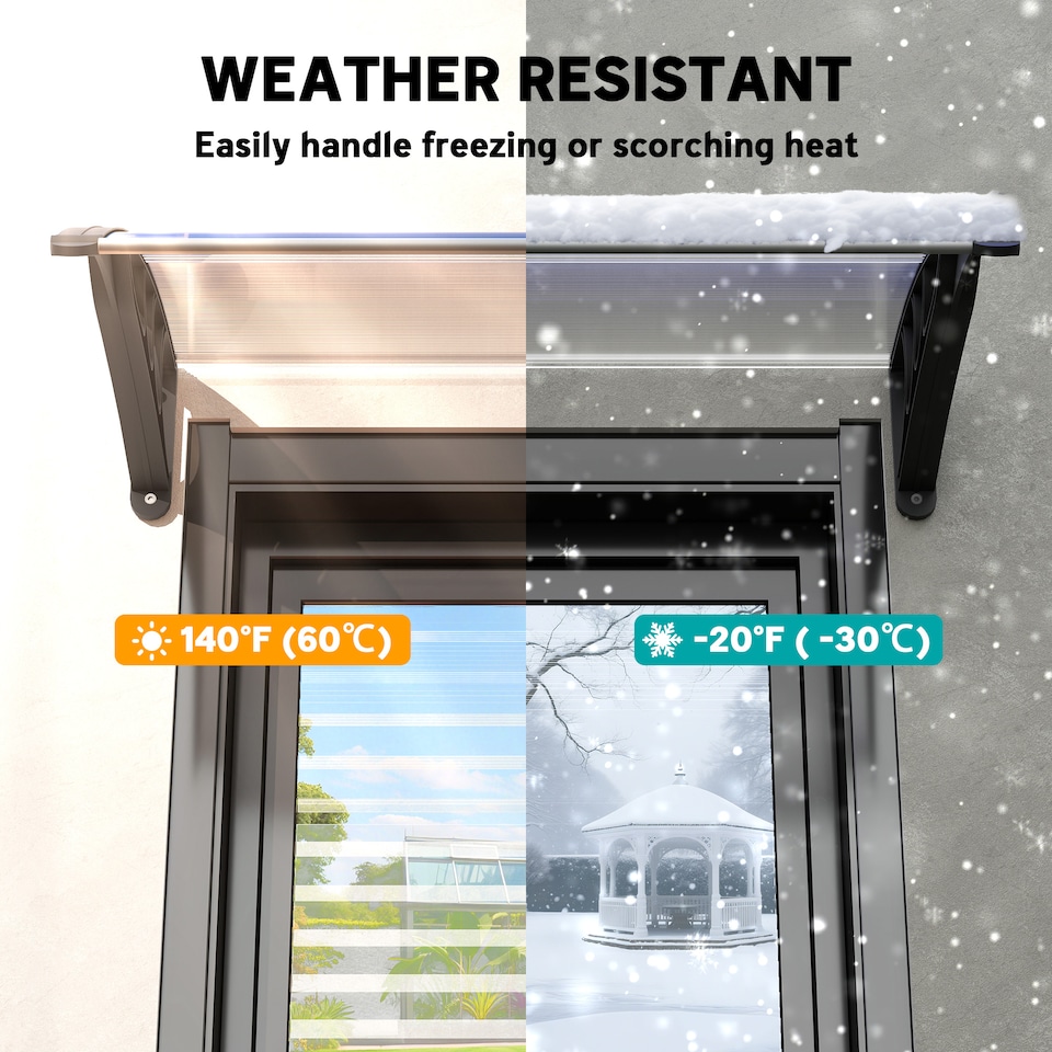 image 1 of Outsunny Outdoor Window Door Canopy Fixed Awning Porch UV Water Cover White | White | White | 1