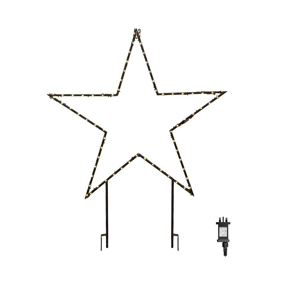 image 1 of 90cm Light up Dewdrop Metal Christmas Star with Garden Stake & Warm White LEDs
