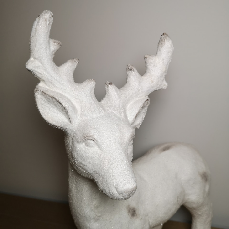 image 1 of 52cm Snow Effect Standing Pot Reindeer Christmas Ornament