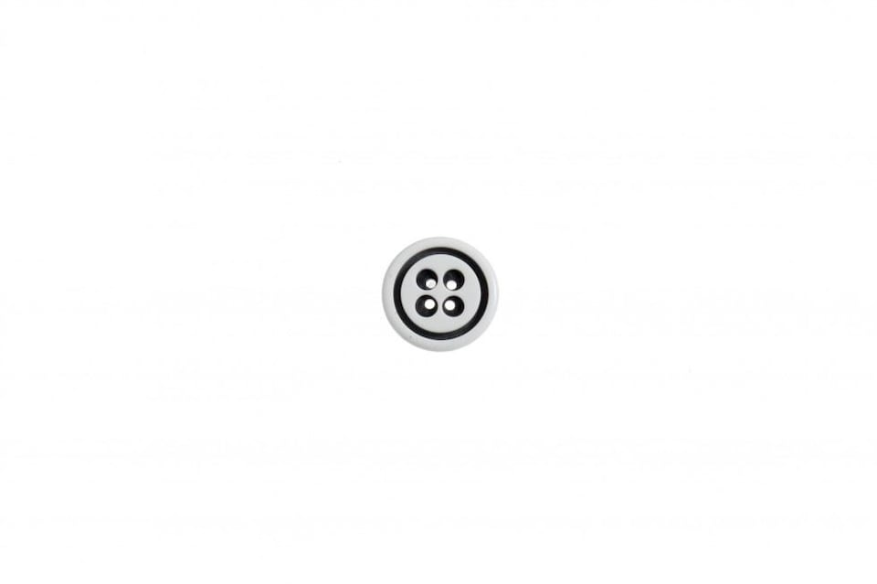 Trimits White & Black 22mm Round 2 Tone Buttons for Dressmaking - each