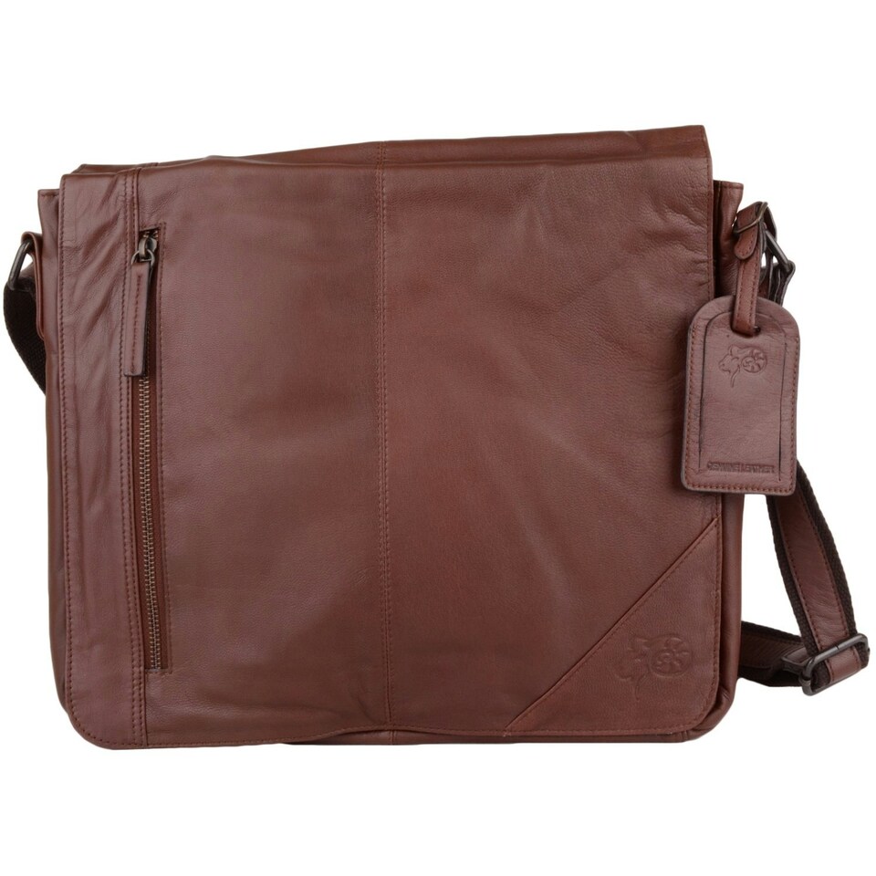 image 1 of Super Soft Premium Large Leather Messenger Bag Brown | Tan