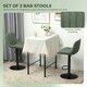 image 3 of HOMCOM Bar Stools Set of 2, Modern Armless Bar Chairs Green