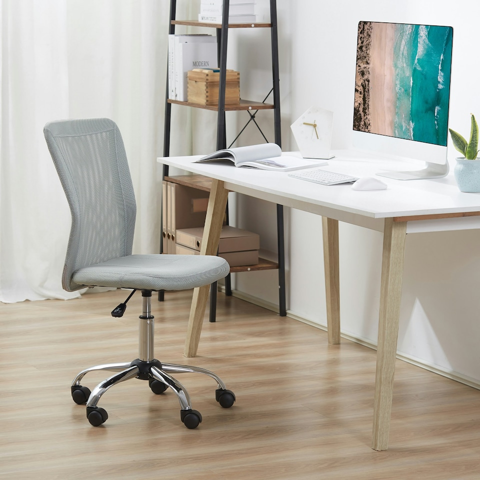 image 1 of Vinsetto Mesh Back Armless Office Chair with Adjustable Height, Wheels Grey
