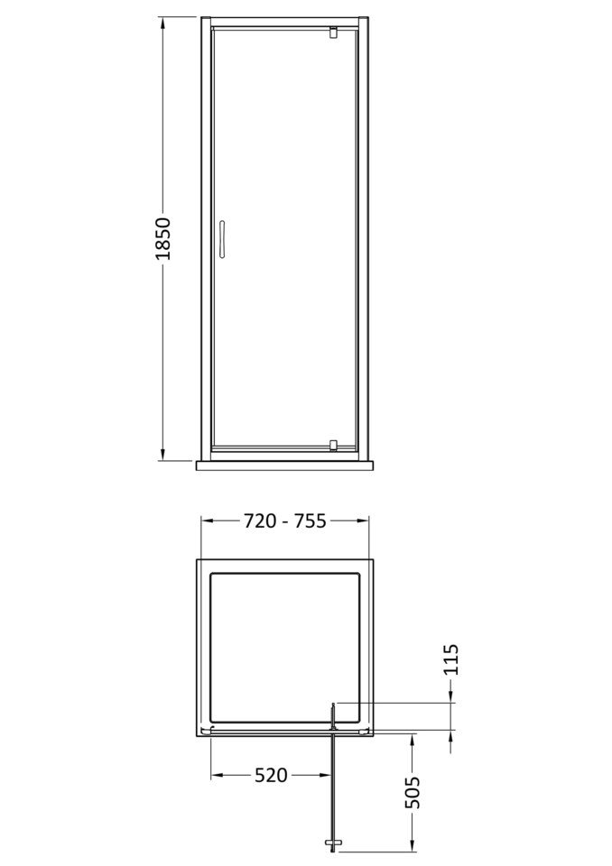image 1 of Balterley 1850x760mm Pivot Shower Door