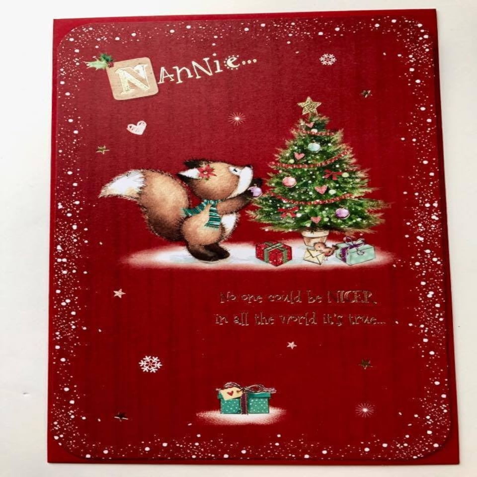 image 1 of NANNIE Cute Bear With Christmas Tree Loveable Greeting Card