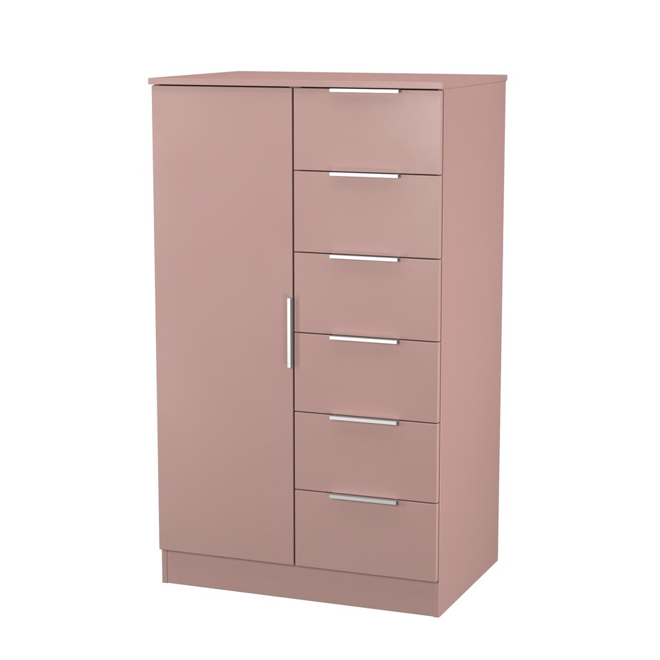 image 1 of Dover 5 Drawer 1 Door Childrens Wardrobe in Kobe Pink (Ready Assembled) | Pink | Kobe Pink