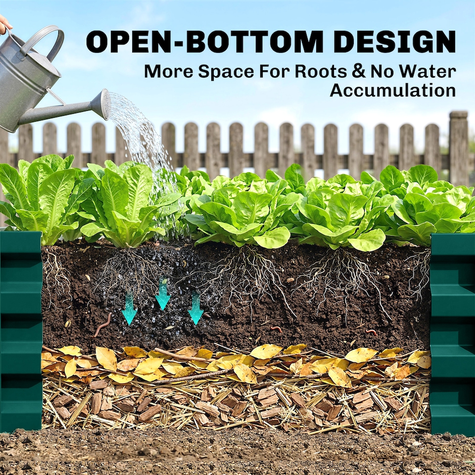 image 1 of Outsunny Raised Garden Bed Elevated Planter Box for Flowers Green