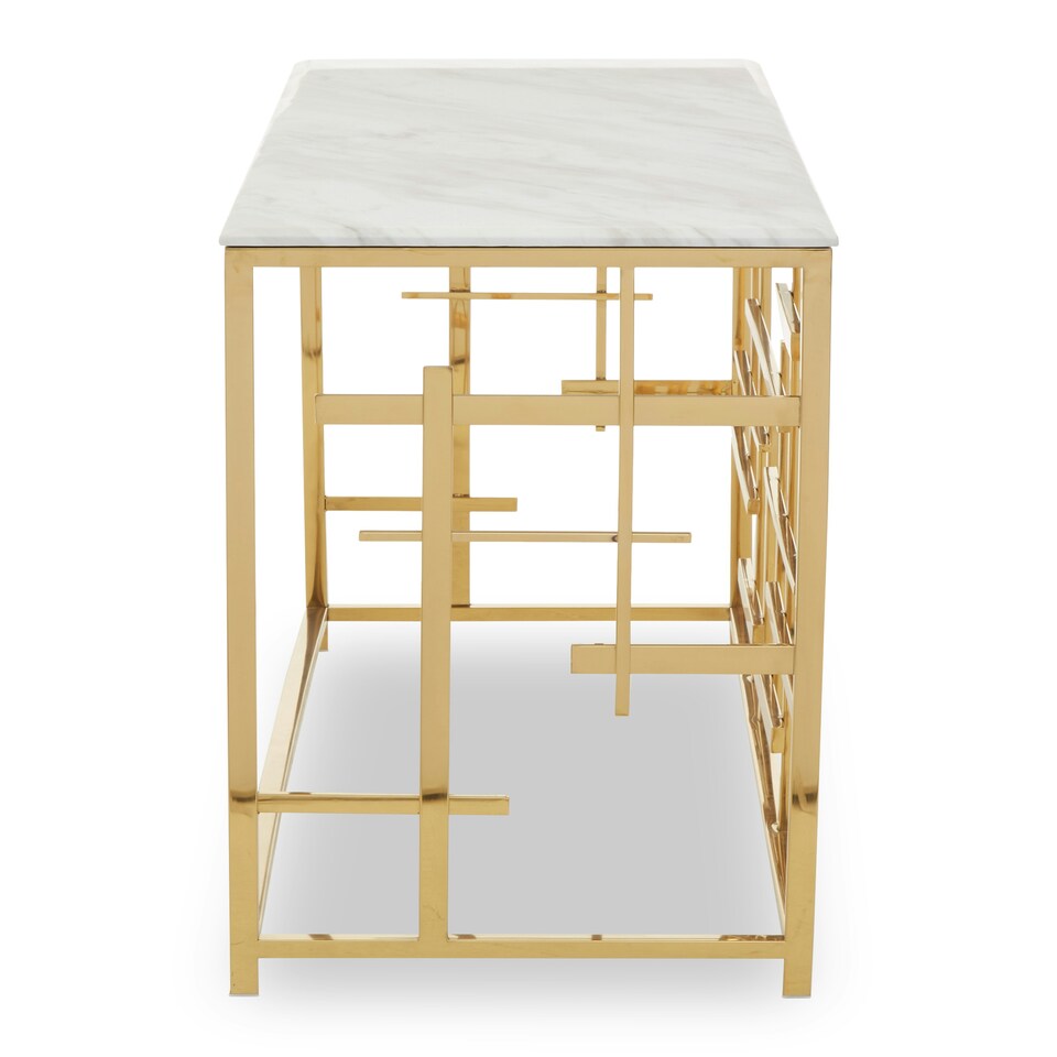 image 1 of Interiors by Premier Stylish White Marble Console Table|Versatile Decorative Table For Patio|Convenient Rectangular Table White