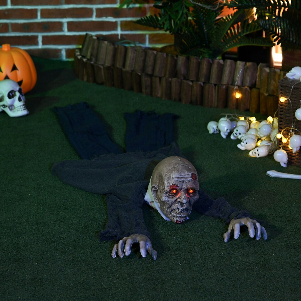image 1 of HOMCOM 5.2ft Halloween Outdoor Decoration Crawling Zombie, Sound Activated