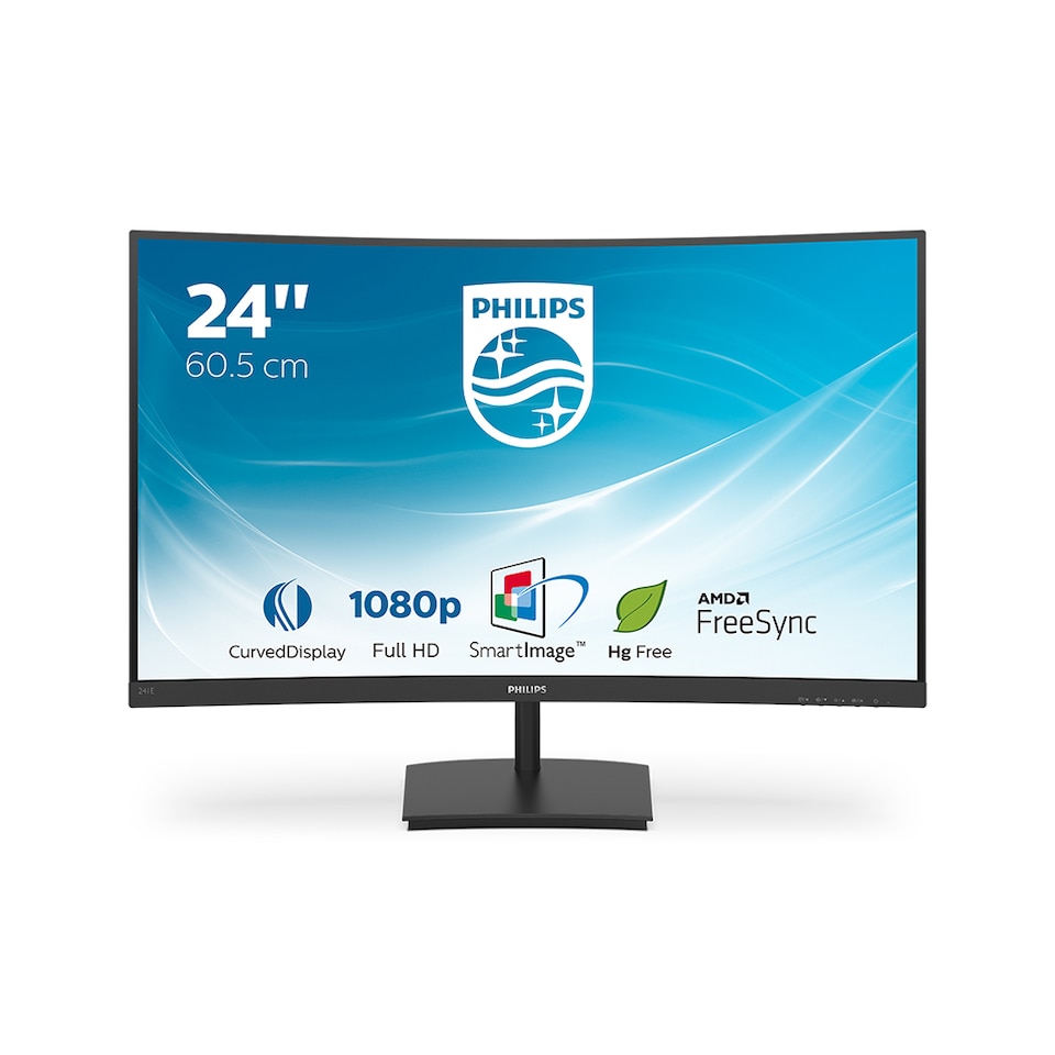 image 1 of Philips E Line 241E1SC/00 23.6" FHD Curved LED Monitor Ratio	16:9 Resp Time 4ms