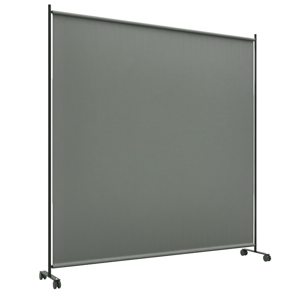 image 1 of Outsunny Garden Screen with Wheels, 6ft Rolling Privacy Room Divider, Dark Grey Grey
