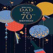 Elegant Balloons Dad 70th Birthday Card