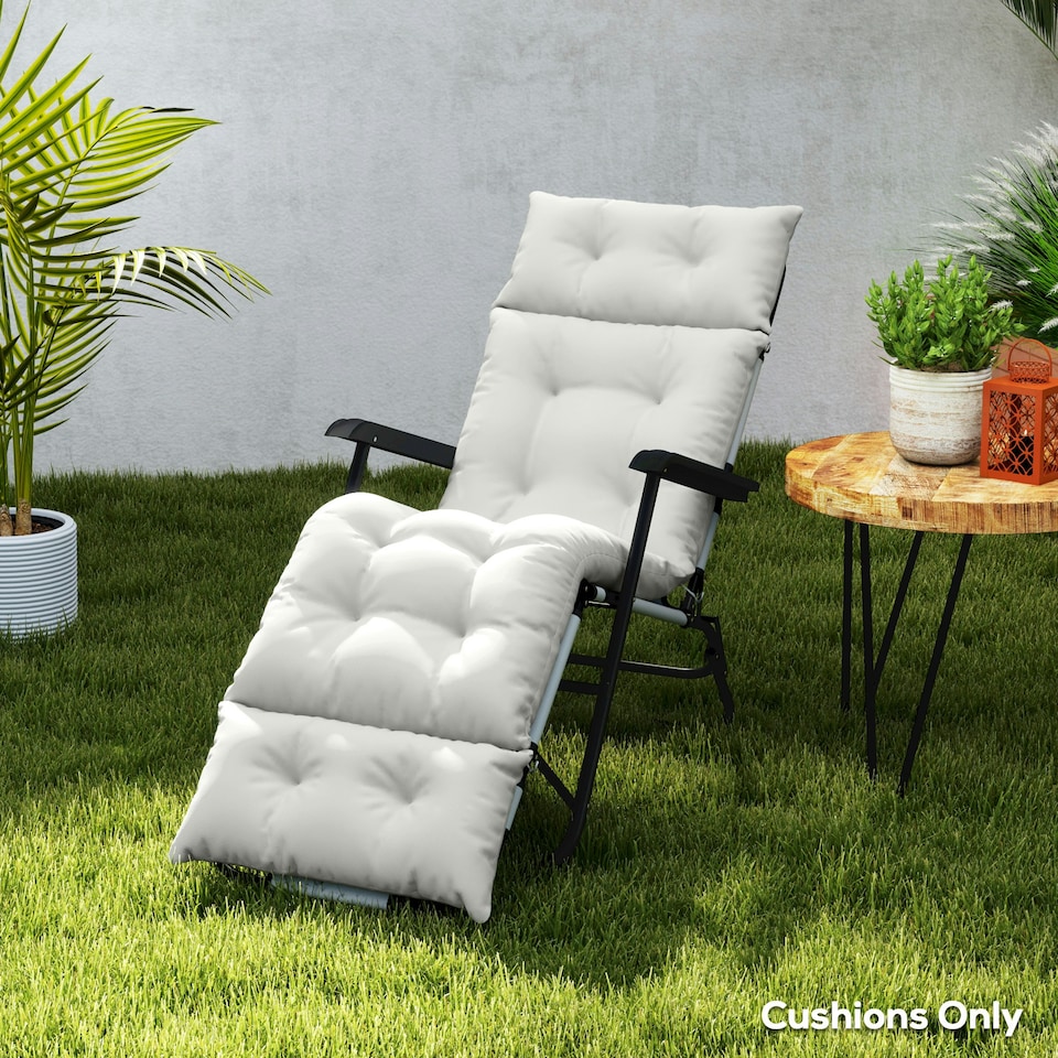 image 1 of Outsunny Sun Lounger Cushion Only, Garden Lounge Chair Cushion, Light Grey 