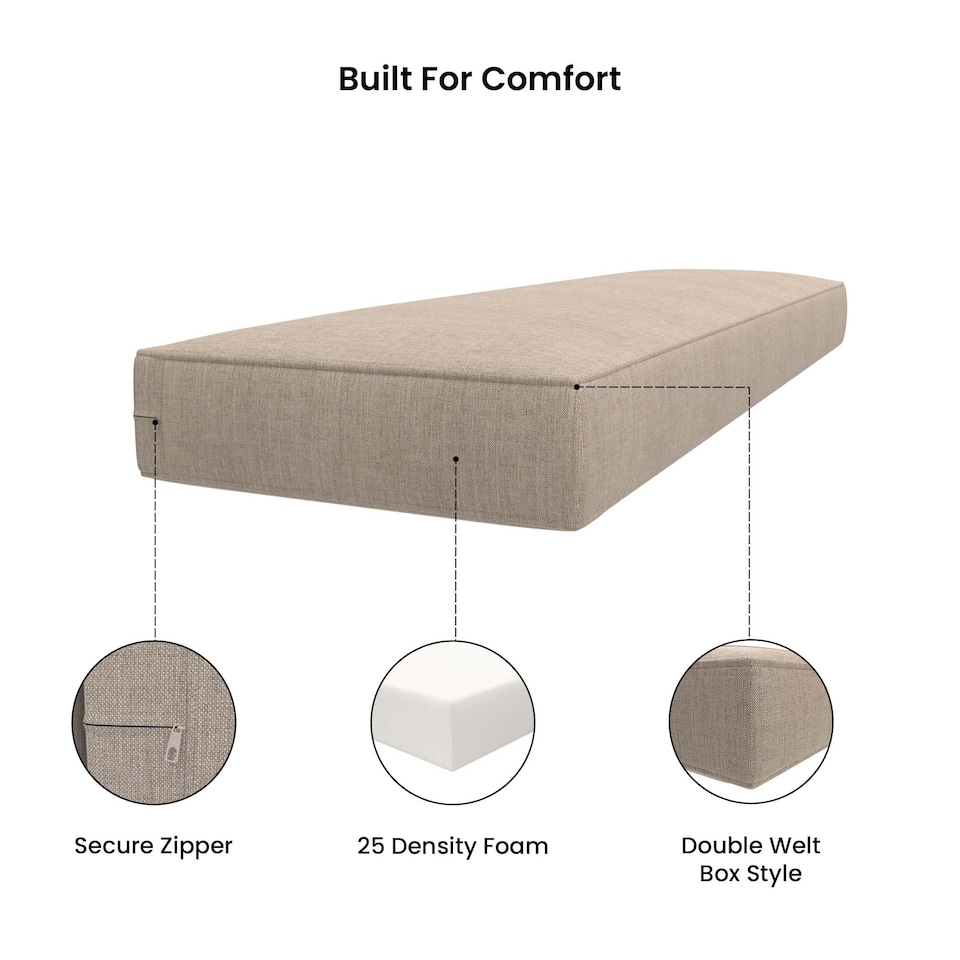 image 1 of Covers&All Sunbrella Outdoor Bench Cushion, Premium 5″ High-Density Foam, Water-Resistant and Patio Seating for Outdoor Bench, 18 in W x 52 in L x