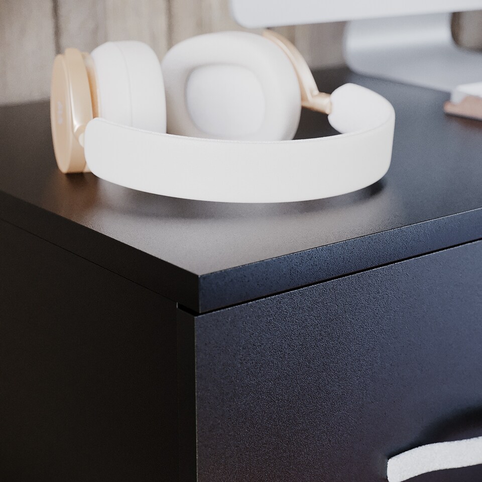 image 1 of Vida Designs Riano 3 Drawer Dressing Table Vanity Makeup Desk, Black