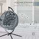 image 6 of Outsunny Outdoor Hanging Chair, Swing Chair with Metal Stand, Thick Padded Cushion, Foldable Basket and Side Pocket, for Indoor and Outdoor, Charcoal Grey | Grey | Charcoal grey