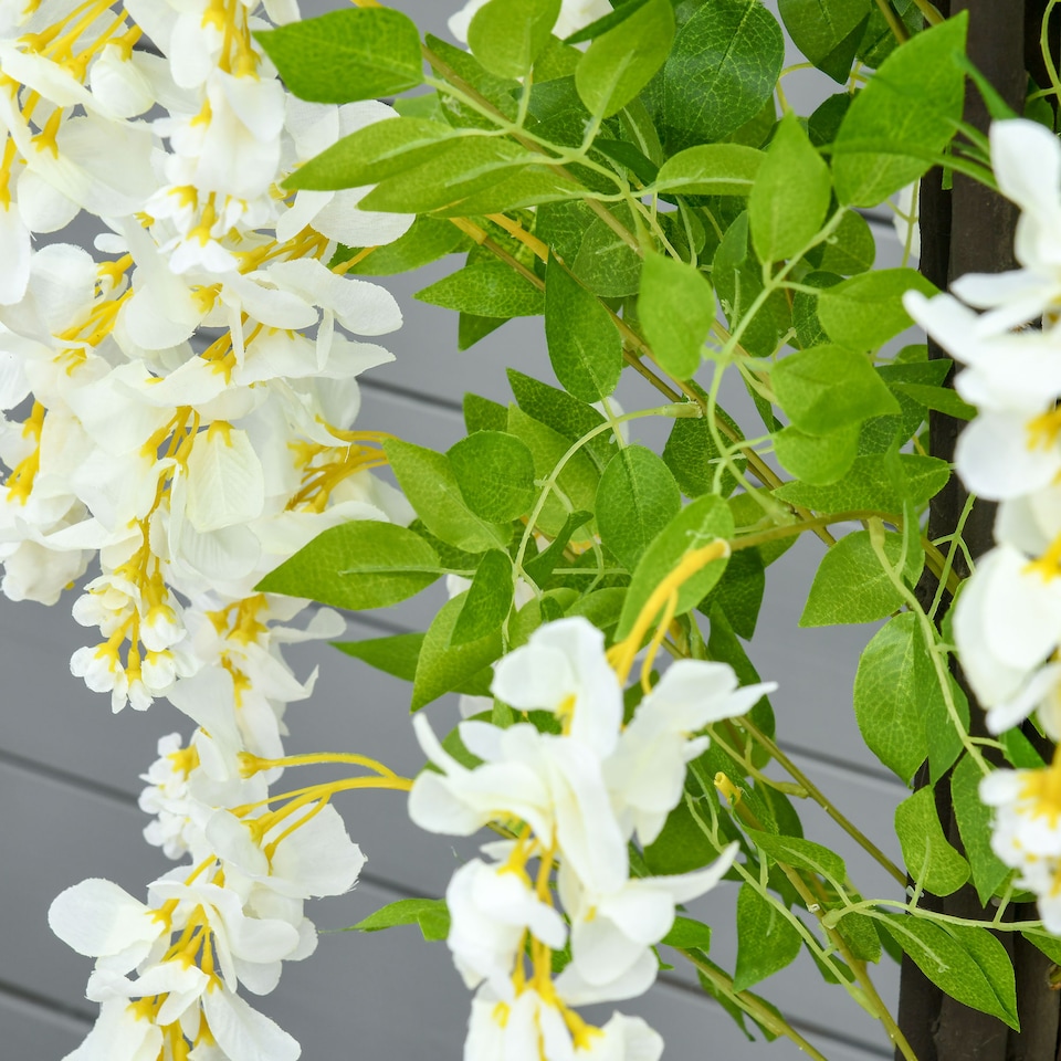 image 1 of HOMCOM Artificial Realistic White Wisteria Tree FauDecorative Plant in Nursery Pot for Indoor Decor, 160cm
