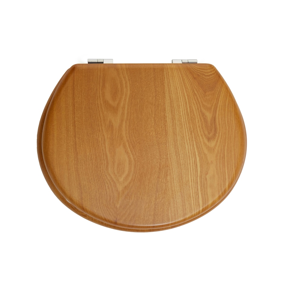image 1 of Interiors by Premier Luxe Oak Finish Toilet Seat, Wood Veneer Toilet Seat, Natural Grain Texture Seat With Sturdy Metal Fixings