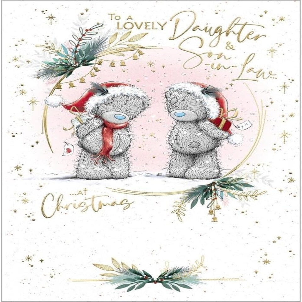 image 1 of Bears Hiding Gifts Behind Backs Daughter And Son In Law Christmas Card