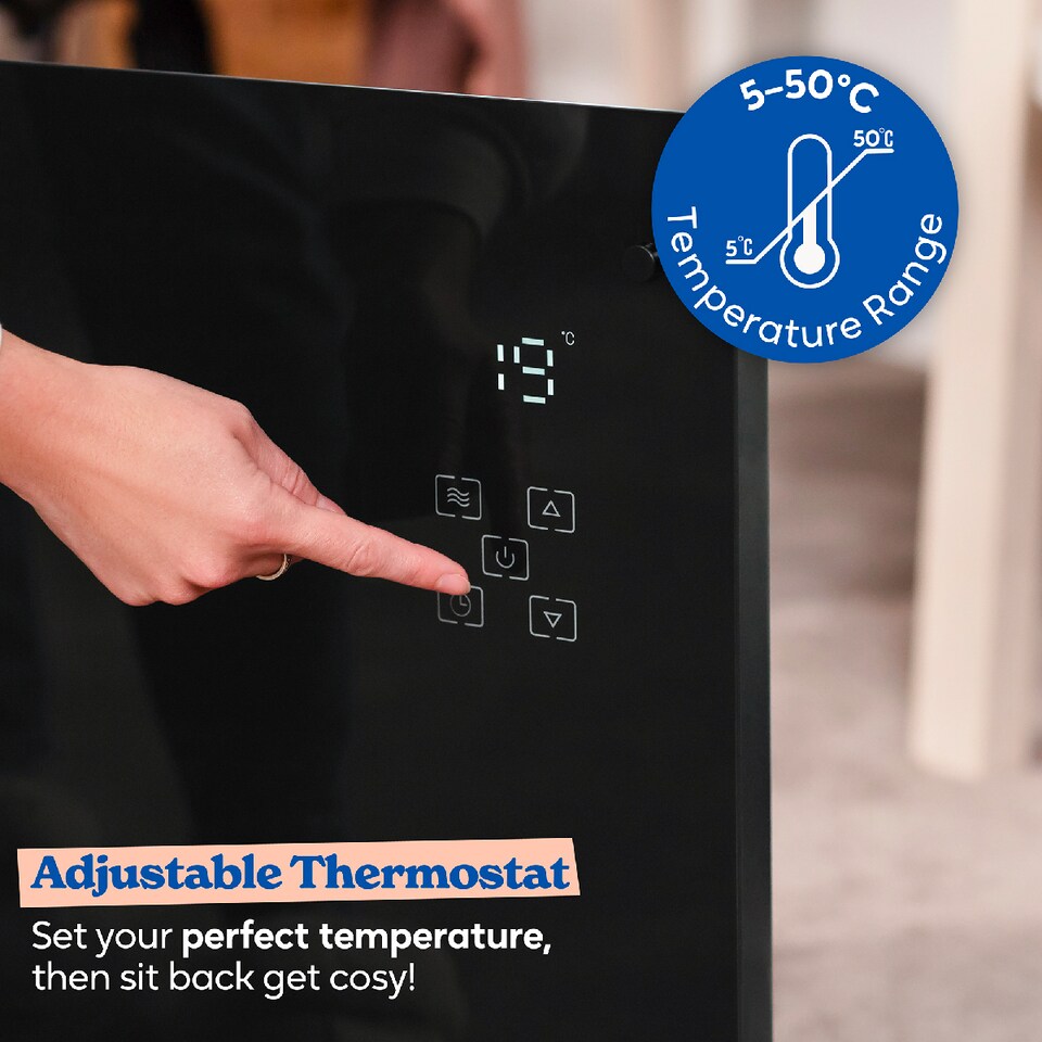 image 1 of Russell Hobbs RHPANH2006B Glass Panel Electric Heater 2000W Smart Wi-Fi Enabled in Black