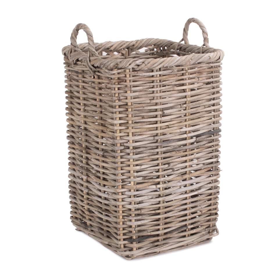 image 1 of Square Rattan Umbrella Basket | Grey | Grey | One Size