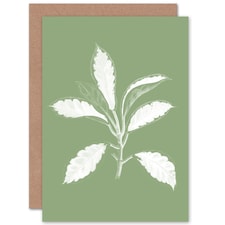 White Green Exotic Leaves Just To Say Blank Art Card